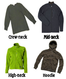fleece and pile warmth layer clothing for winter camping