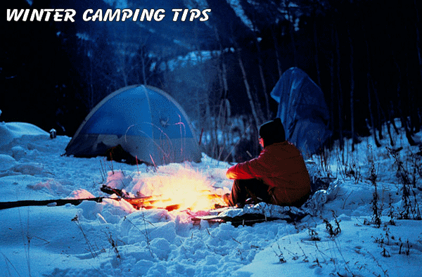 Tent camping in the snow