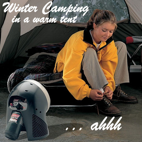 Catalytic heater in tent