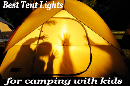 Camping tent with the light on